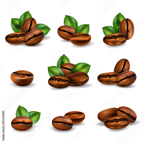 Coffee Beans Realistic Set