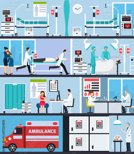 Hospital Interior Flat Compositions