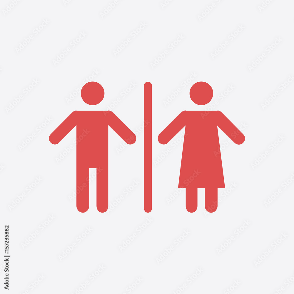 WC sign icon. Male and Female toilet. Flat design. WC sign icon. Male and Female toilet. Flat design.