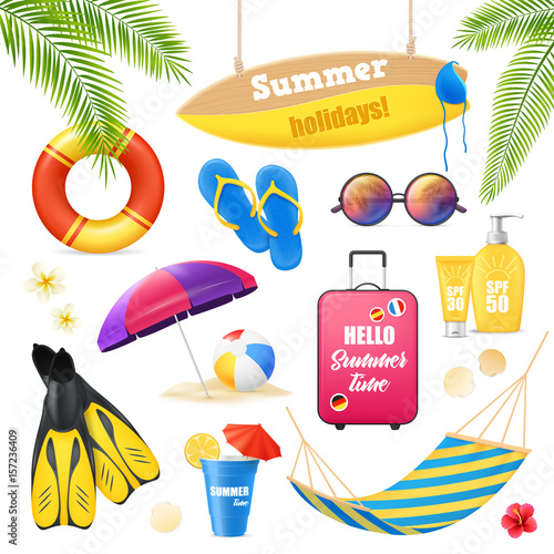 Beach Vacation Realistic Items Set 
