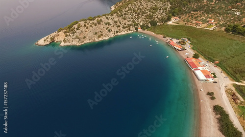 Aerial drone photo of Psatha beach in Attica, Greece photo