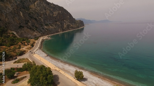 Aerial drone photo of Psatha beach in Attica, Greece