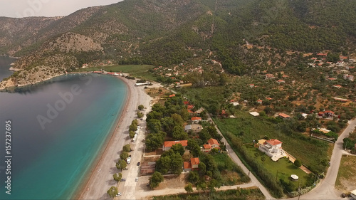 Aerial drone photo of Psatha beach in Attica, Greece photo