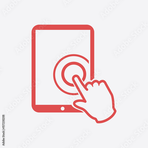 Touch screen tablet PC sign icon. Hand pointer symbol. 