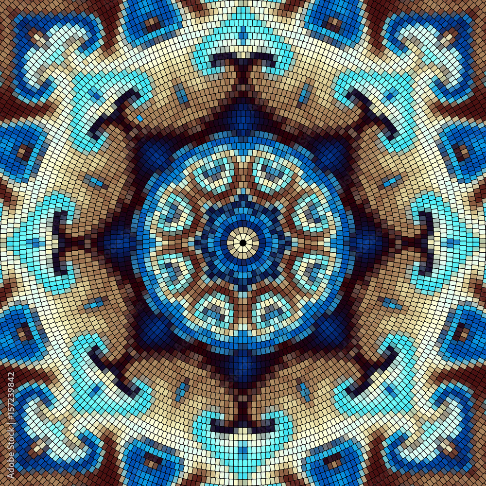 Seamless symmetric decorative mosaic pattern