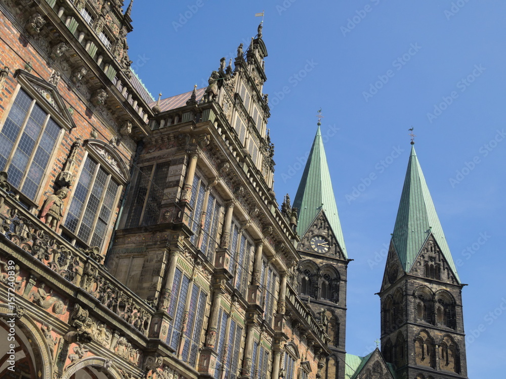 Bremen - Rathaus und St. Petri Dom, Deutschland
