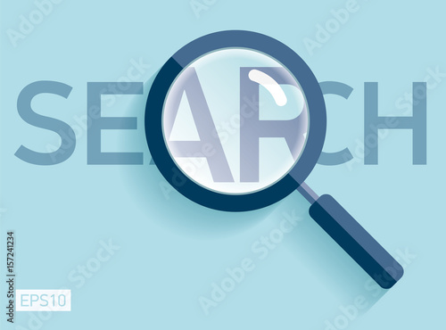 Search loupe icon in flat style, magnifying glass on color background. Vector design object for you project  photo