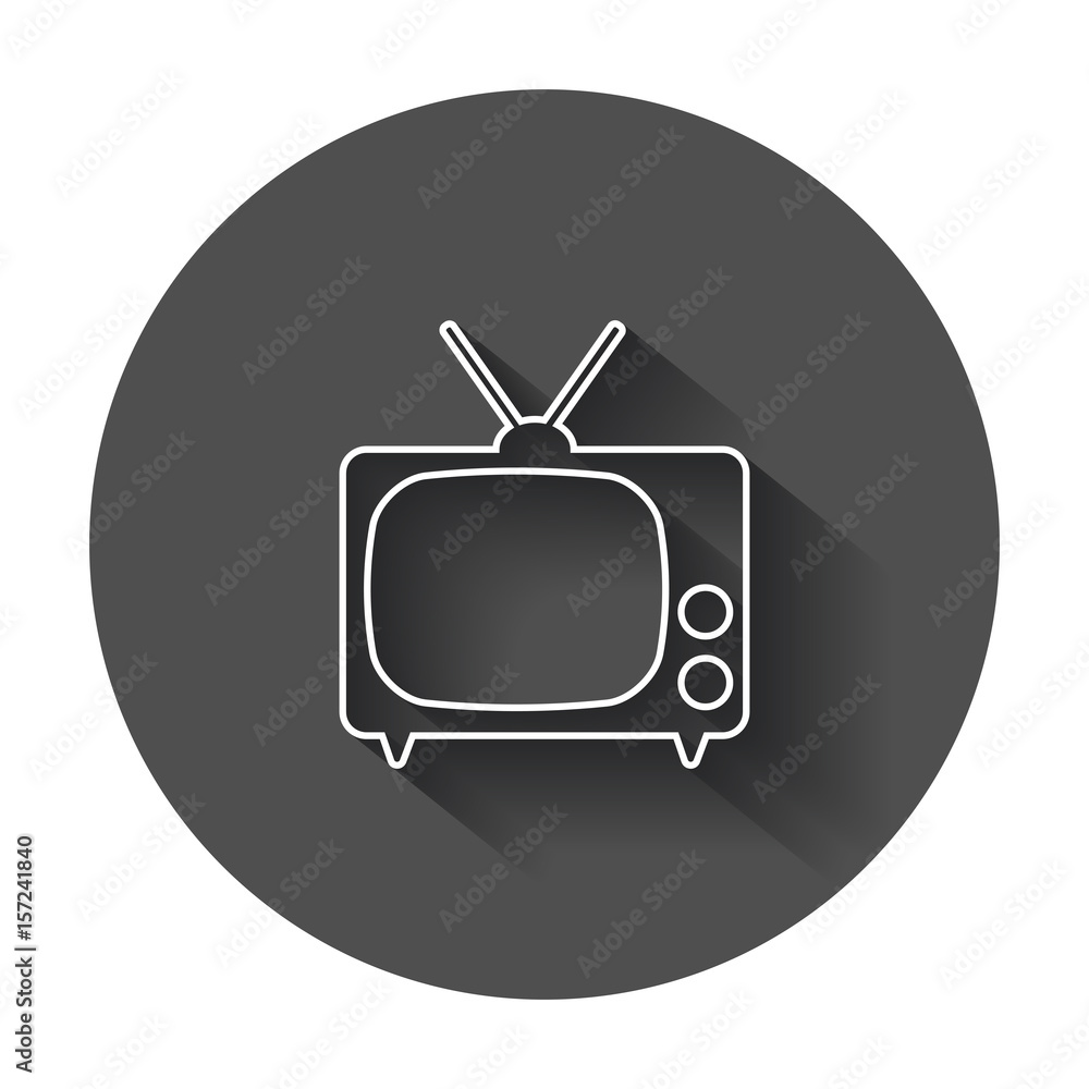 Tv Icon vector illustration in line style. Television symbol for web site design, logo, app, ui with long shadow. Tv Icon vector illustration in line style. Television symbol for web site design, logo, app, ui with long shadow.