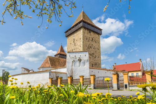 Medieval fortified church Homorod, Brasov city, Transylvania, Romania photo