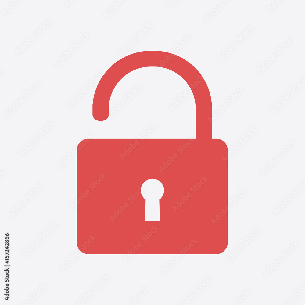 Unlock icon. Flat design style. Access to the user. Unlock icon. Flat design style. Access to the user.