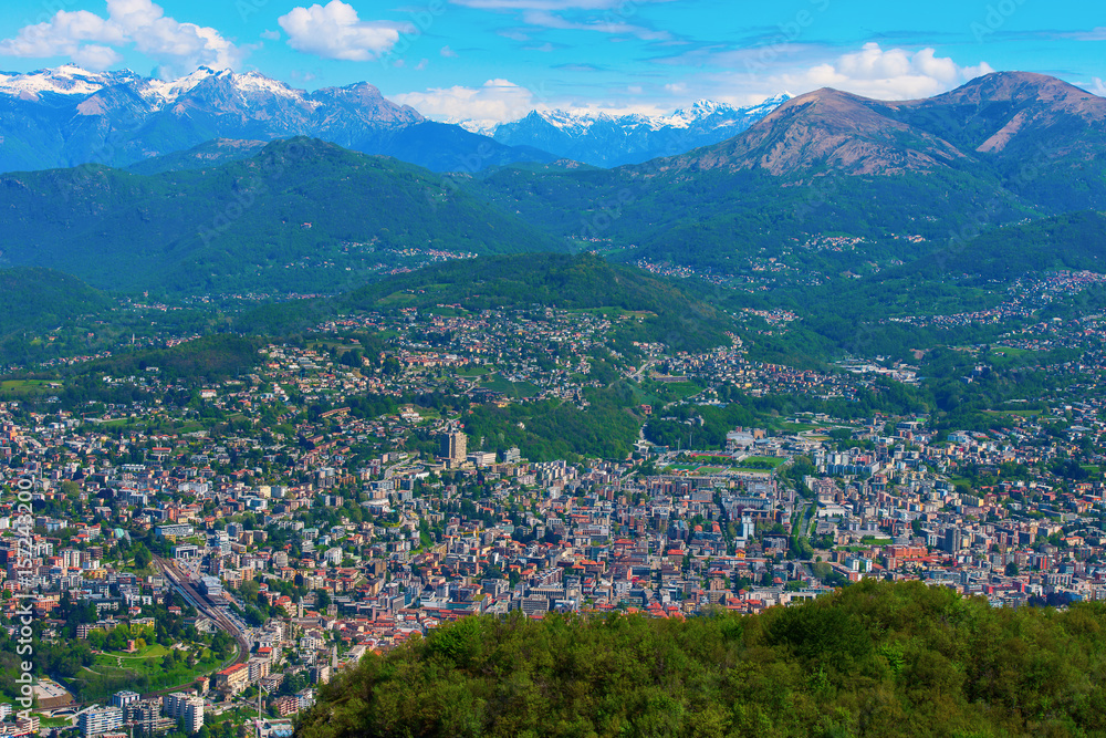 View from the heights of Lugano, Switzerland