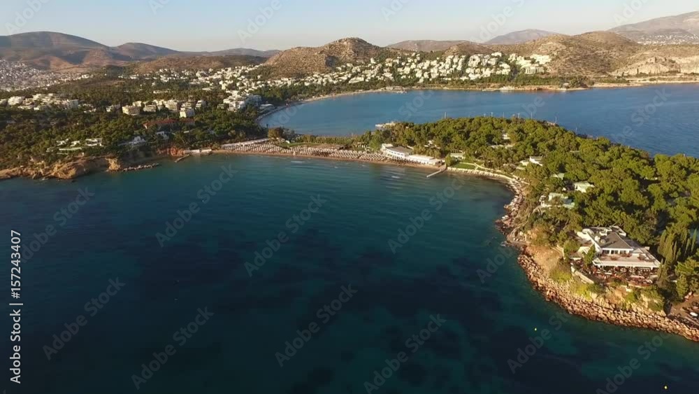 Aerial drone video of Astir beach, Athens Riviera, Attica, Greece Aerial drone video of Astir beach, Athens Riviera, Attica, Greece