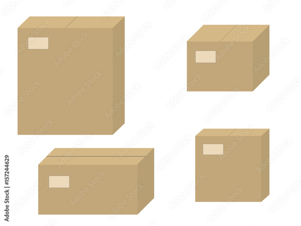 Vector set brown cardboard boxes closed carton box Vector set brown cardboard boxes closed carton box