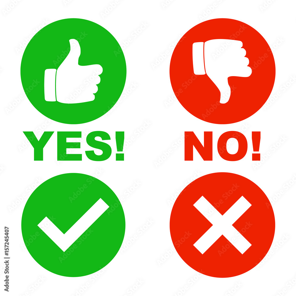 Yes and no sign like check mark Stock Vector | Adobe Stock