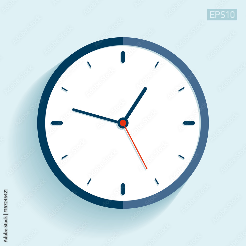 Clock icon in flat style, timer on blue background. Vector design element for you project Clock icon in flat style, timer on blue background. Vector design element for you project