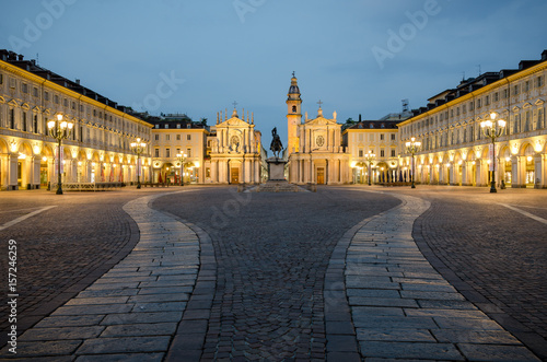 Torino Piazza San Carlo at twilight photo
