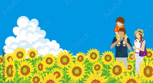 Young Family in the Sunflower field