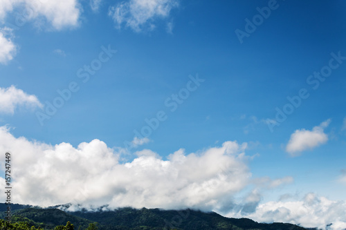 Blue sky, field and mountain landscape in thailand © Faiikung