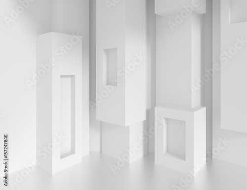Fototapeta Naklejka Na Ścianę i Meble -  White Column Interior. Creative Modern Industrial Concept