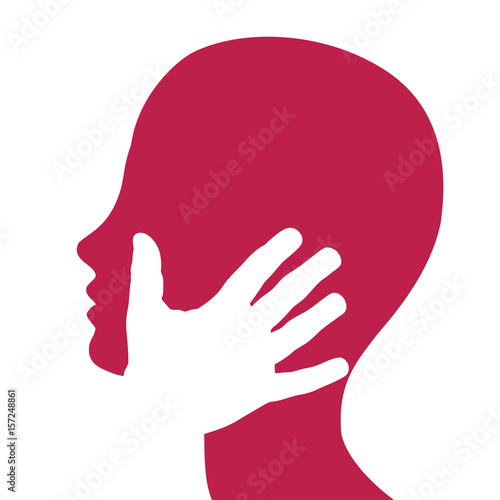 Vector sign,  hand on face. Passion and love concept