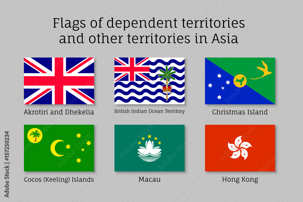 Vetor de Set of flat flags of dependent territories in Asia Akrotiri