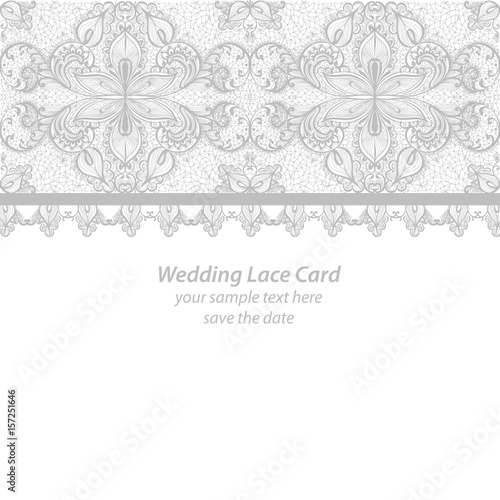 Lace Wedding Invitation delicate card. Vector illustration