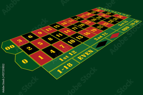 Traditional American Roulette Table perspective vector illustration