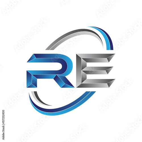Simple initial letter logo modern swoosh RE