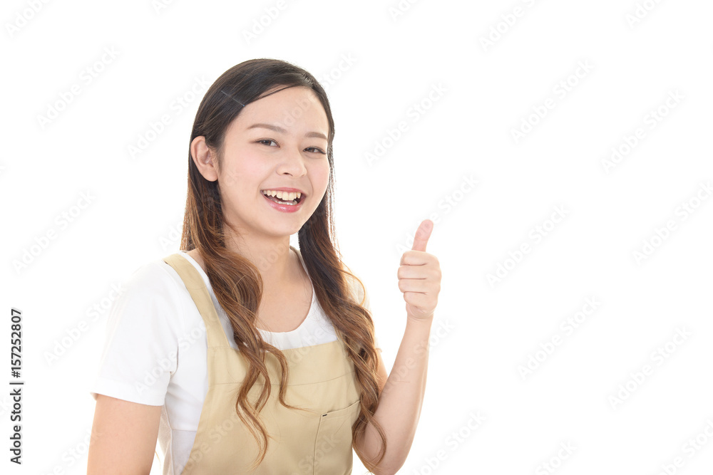 エプロンを着た女性 エプロンを着た女性