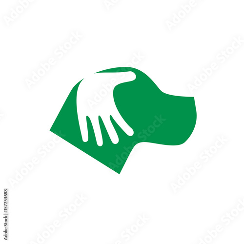 dog being caressed by his owner, concept of friendship. Vector sign