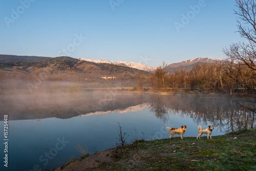 Sunrise on Lake Plastira in Karditsa Region, Greece