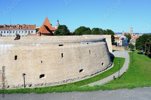 Red bricks and stones fortification in old Vilnius city