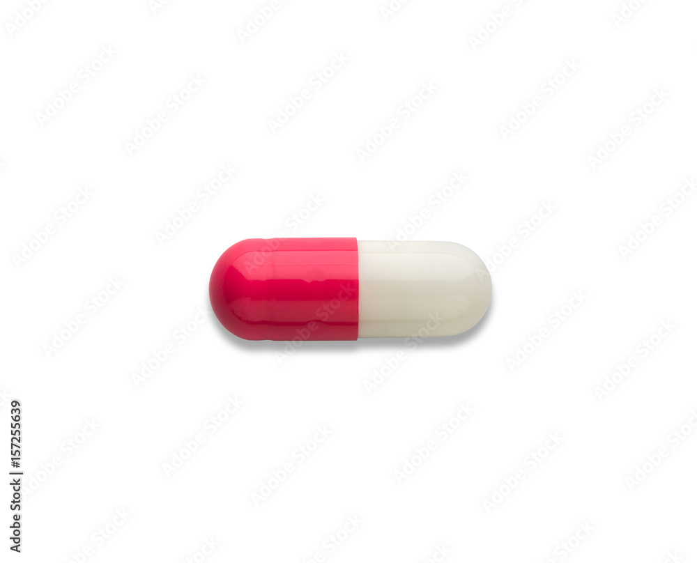 pink and white pills capsule isolated on white background pink and white pills capsule isolated on white background