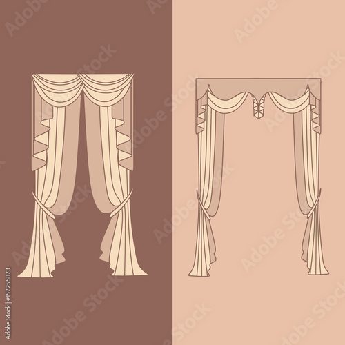  curtains and draperies interior decoration design ideas realistic icons collection isolated vector illustration