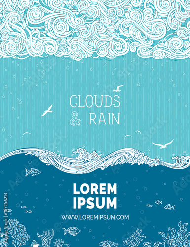 Vector rainy sea background.