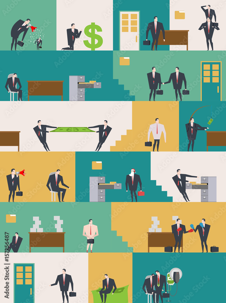 Office life pattern. Corporate background. Managers in workplace. Business situation. Boss and subordinate relationship. Working time. Tables and File Cabinet. Businessman at work. job interior Office life pattern. Corporate background. Managers in workplace. Business situation. Boss and subordinate relationship. Working time. Tables and File Cabinet. Businessman at work. job interior