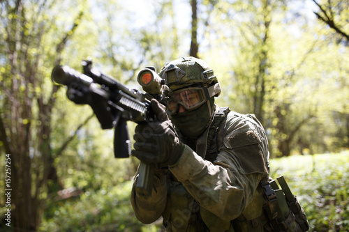 Russian soldier with on combat mission