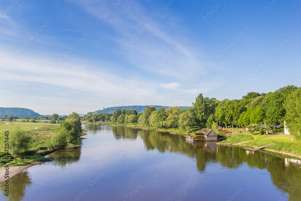 River Weser and old wooden mill near Minden