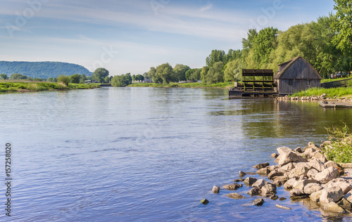 River Weser and old wooden mill near Minden photo