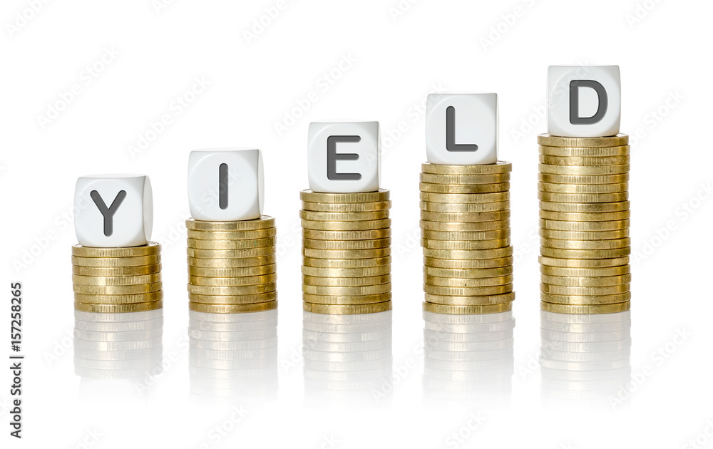 Coin stacks with letter dice - Yield Coin stacks with letter dice - Yield