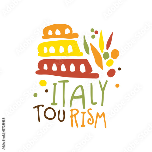 Italy tourism logo template hand drawn vector Illustration