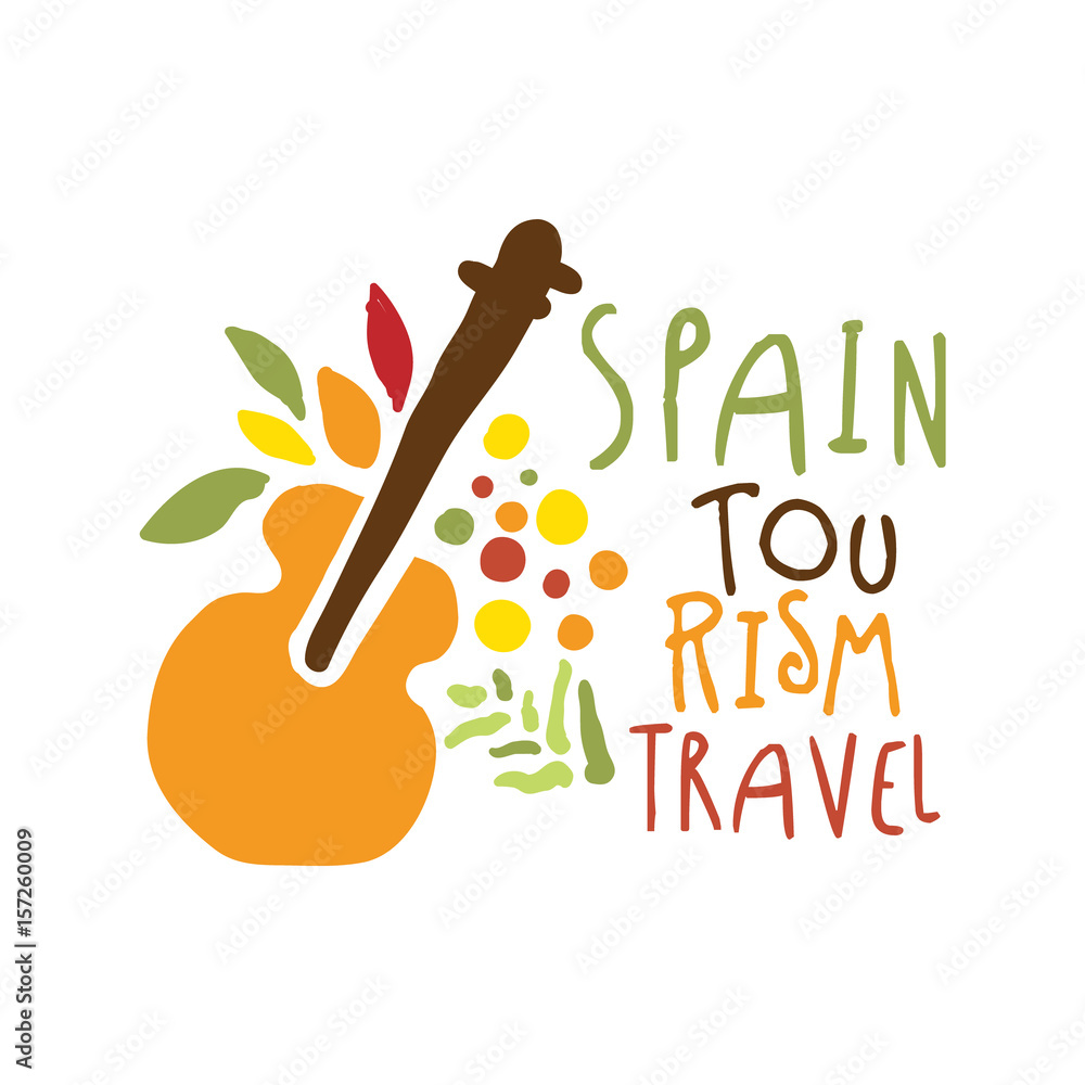 Spain tourism logo template hand drawn vector Illustration