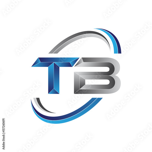 Simple initial letter logo modern swoosh TB