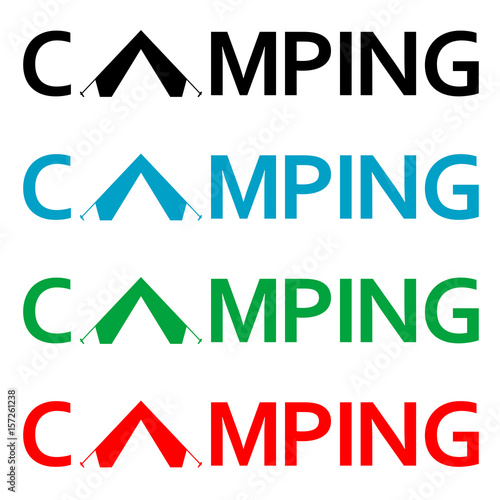 Icono plano CAMPING con tienda de camping varios colores