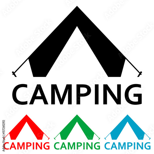 Icono plano CAMPING y tienda de camping varios colores