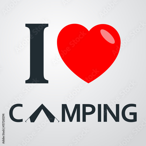 Icono plano i love CAMPING en fondo degradado