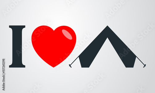 Icono plano i love camping en fondo degradado