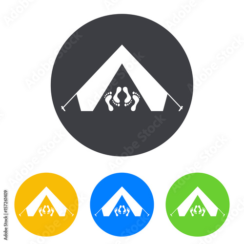 Icono plano sexo en tienda de camping en circulo varios colores
