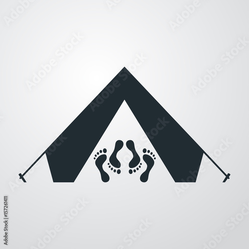 Icono plano sexo en tienda de camping en fondo degradado