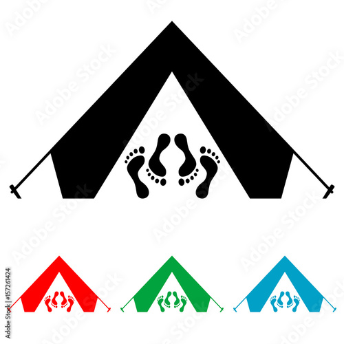 Icono plano sexo en tienda de camping varios colores